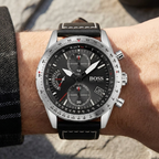 Hugo Boss Pilot Edition 1513853 44mm Men’s Chronograph Watch – Black Dial & Black Genuine Leather Strap