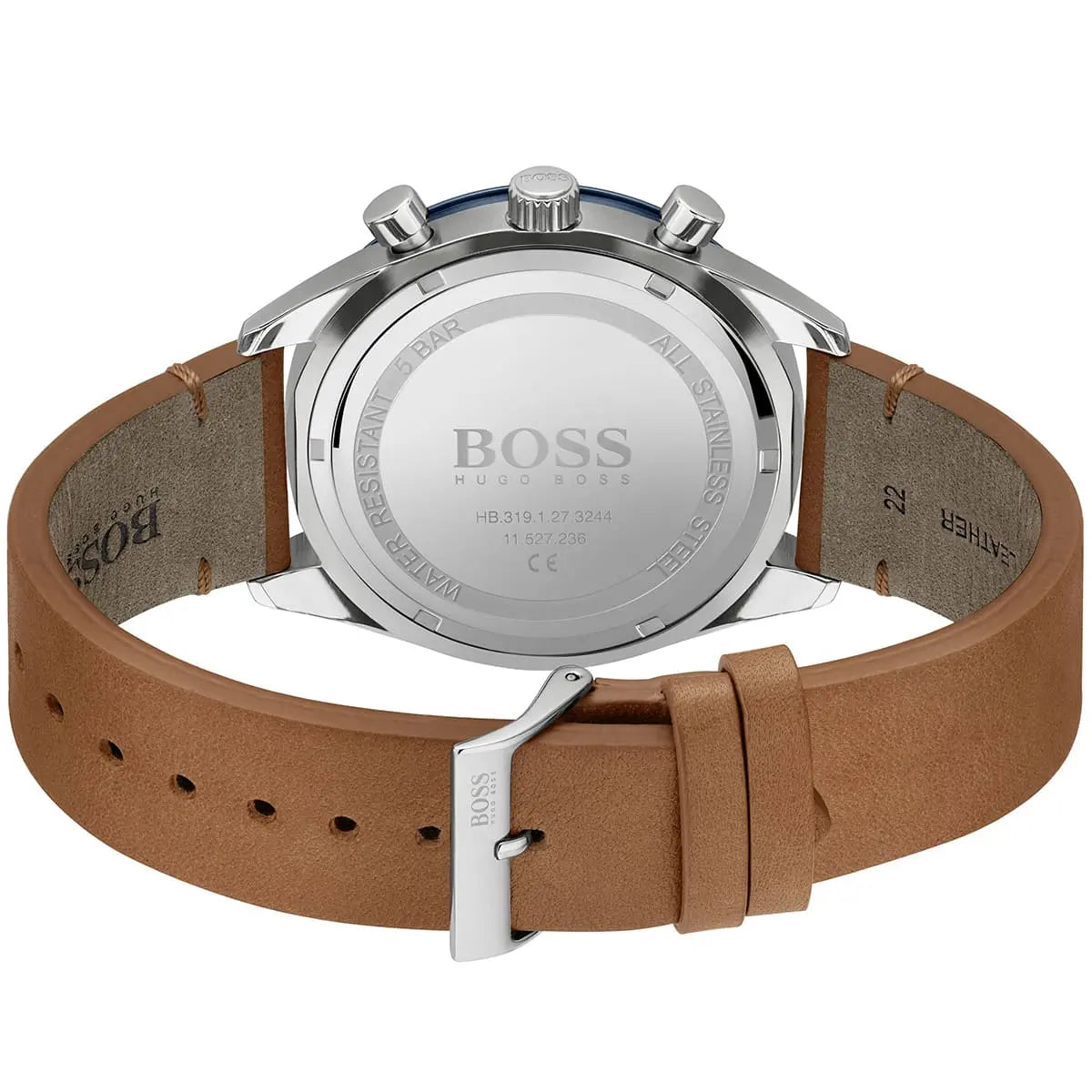 Hugo Boss Santiago 1513860 44mm Men’s Chronograph Watch – Blue Dial & Brown Genuine Leather Strap