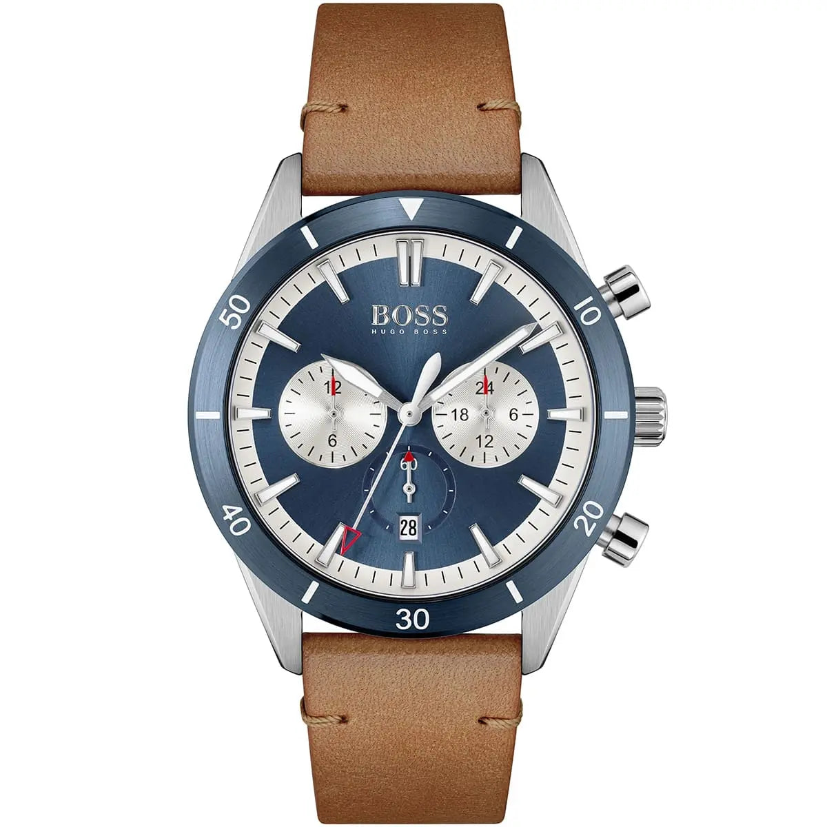 Hugo Boss Santiago 1513860 44mm Men’s Chronograph Watch – Blue Dial & Brown Genuine Leather Strap