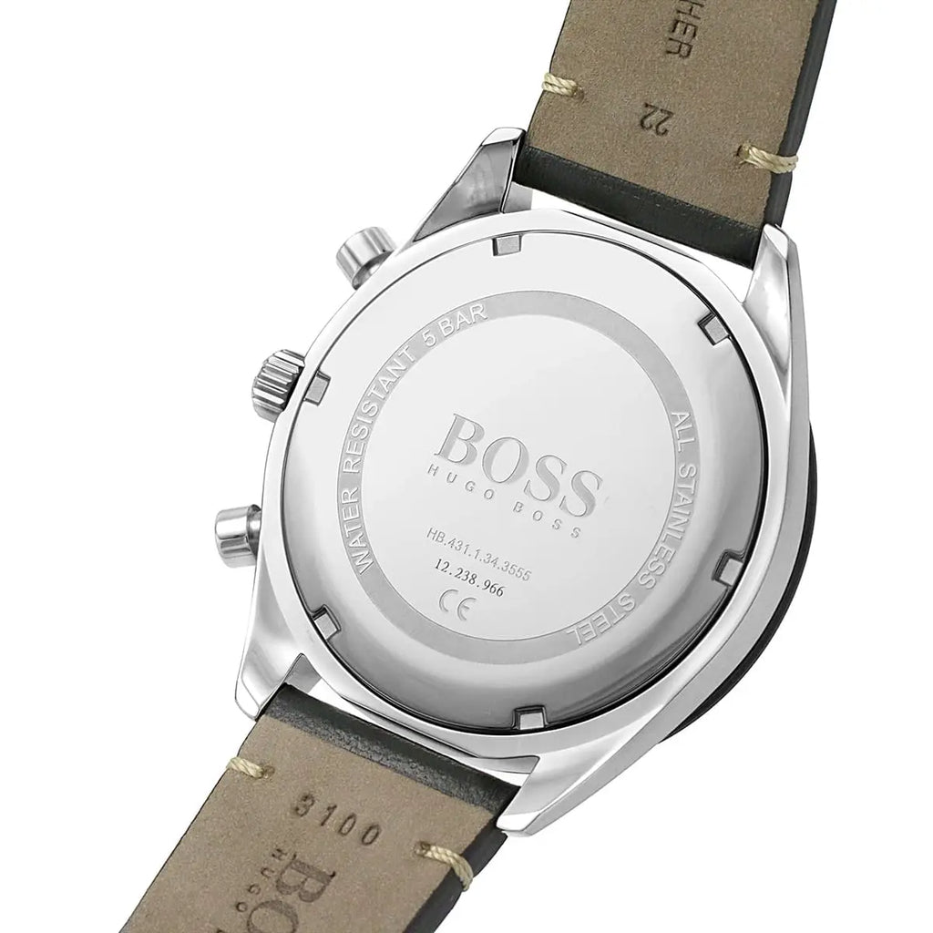Hugo Boss Santiago 1513864 44mm Men’s Chronograph Watch – Black Dial & Black Genuine Leather Strap