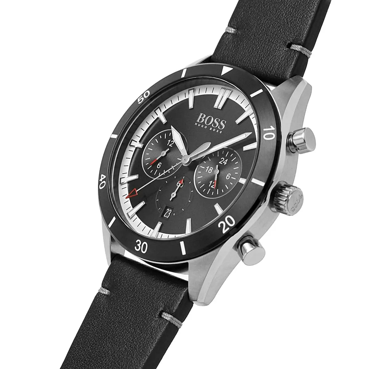 Hugo Boss Santiago 1513864 44mm Men’s Chronograph Watch – Black Dial & Black Genuine Leather Strap