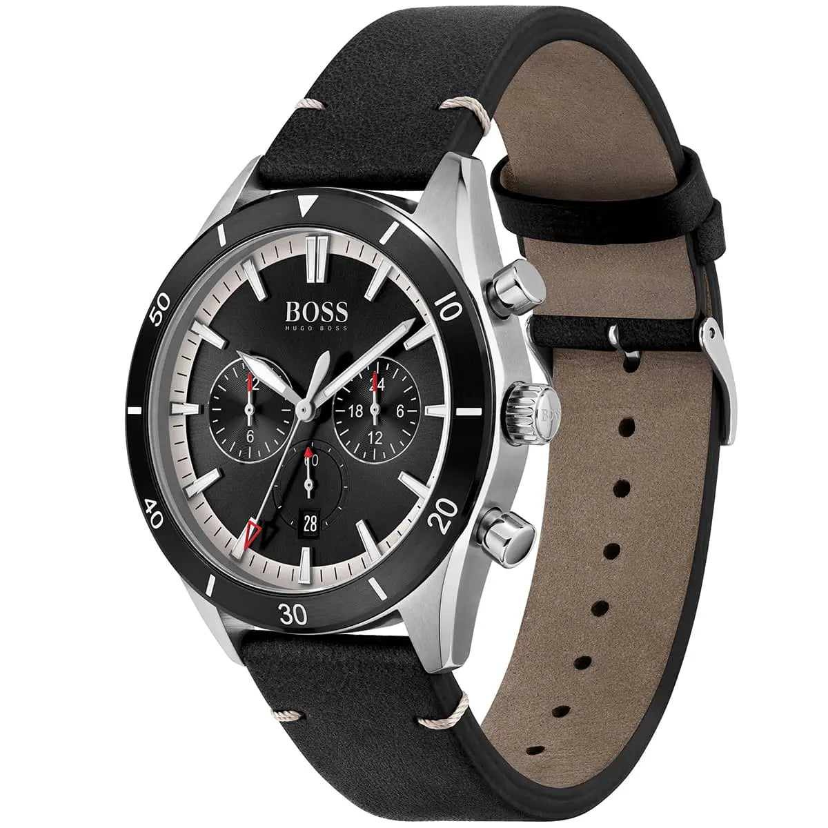 Hugo Boss Santiago 1513864 44mm Men’s Chronograph Watch – Black Dial & Black Genuine Leather Strap