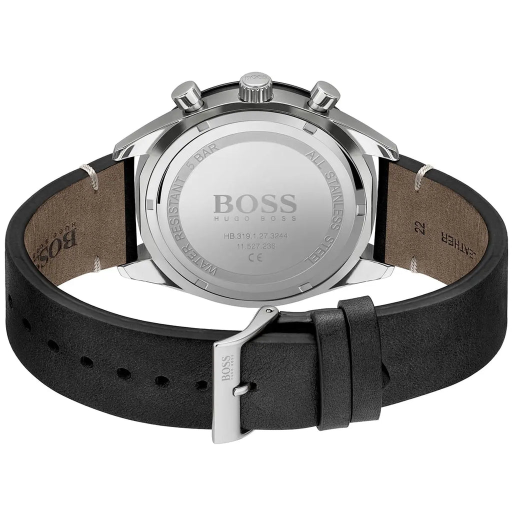 Hugo Boss Santiago 1513864 44mm Men’s Chronograph Watch – Black Dial & Black Genuine Leather Strap