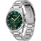 Hugo Boss Pioneer 1513868 44mm Men’s Chronograph Watch – Green Dial & Silver-tone Stainless Steel Link Bracelet