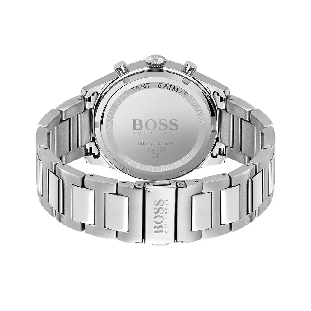 Hugo Boss Pioneer 1513868 44mm Men’s Chronograph Watch – Green Dial & Silver-tone Stainless Steel Link Bracelet