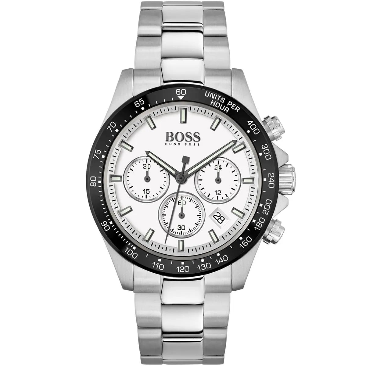 Hugo Boss Volane 1513875 44mm Men’s Chronograph Watch – White Dial & Silver-tone Stainless Steel Link Bracelet
