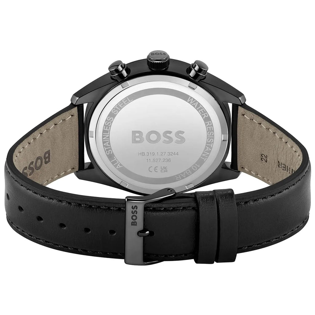 Hugo Boss Champion 1513880 44mm Men’s Chronograph Watch – Black Dial & Genuine Leather Strap