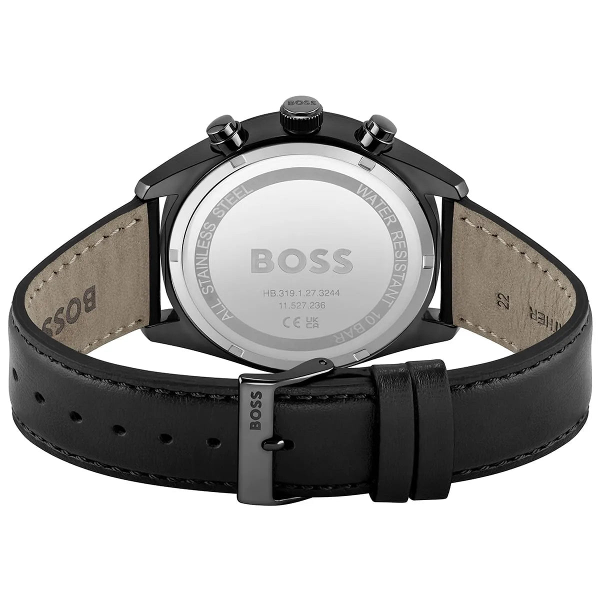 Hugo Boss Champion 1513880 44mm Men’s Chronograph Watch – Black Dial & Genuine Leather Strap
