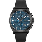 Hugo Boss Grandmaster 1513883 46mm Men’s Chronograph Watch – Blue Textured Dial & Black Genuine Leather Strap