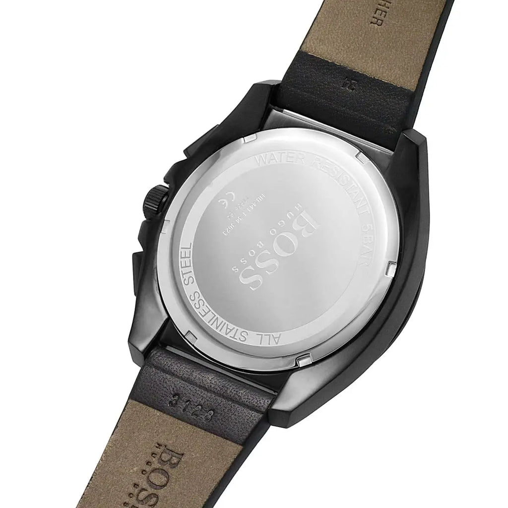 Hugo Boss Grandmaster 1513883 46mm Men’s Chronograph Watch – Blue Textured Dial & Black Genuine Leather Strap