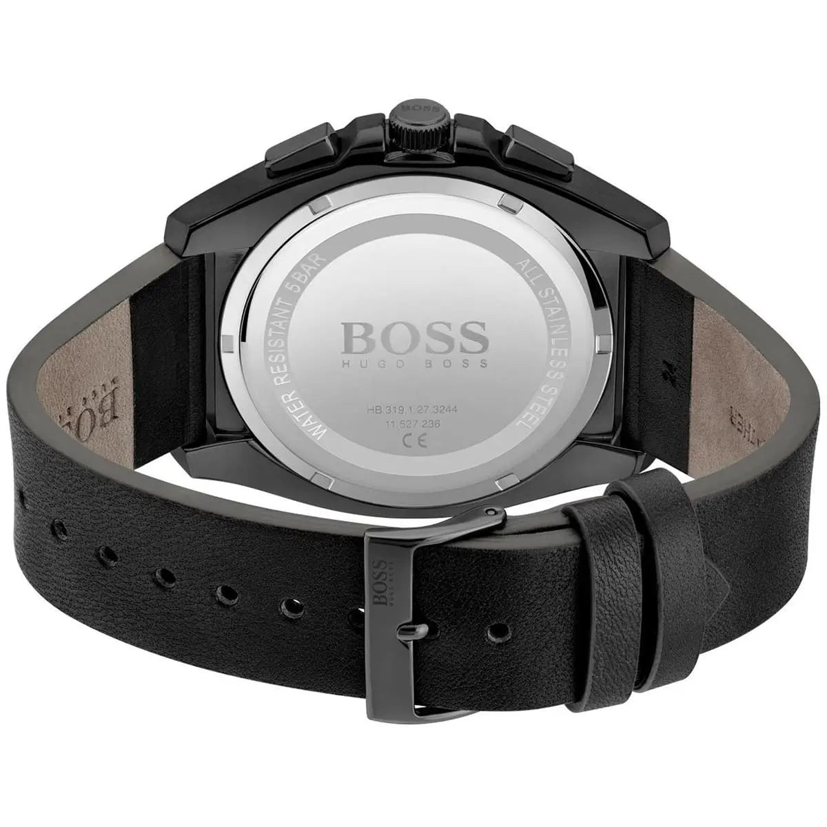 Hugo Boss Grandmaster 1513883 46mm Men’s Chronograph Watch – Blue Textured Dial & Black Genuine Leather Strap