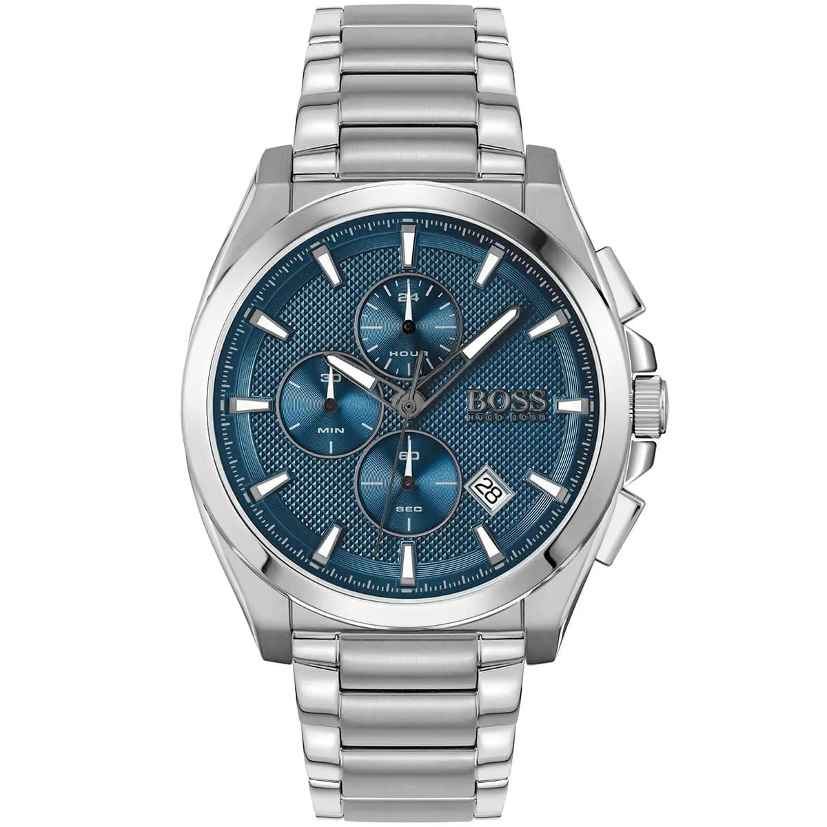 Hugo Boss Grandmaster 1513884 46mm Men’s Chronograph Watch – Blue Dial & Silver-tone Stainless Steel Link Bracelet