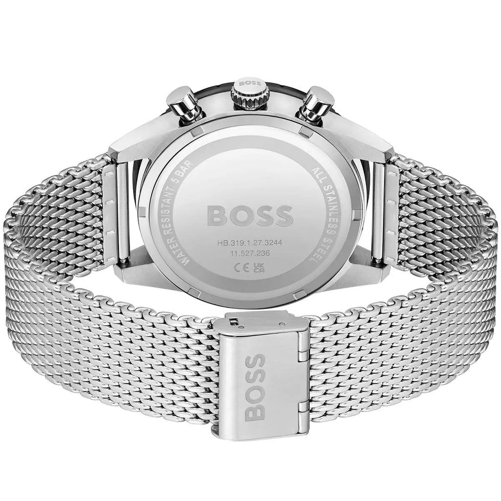 Hugo Boss Pilot Edition 1513886 44mm Men’s Chronograph Watch – Black Dial & Silver Mesh Bracelet