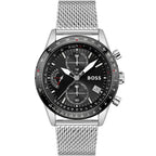 Hugo Boss Pilot Edition 1513886 44mm Men’s Chronograph Watch – Black Dial & Silver Mesh Bracelet