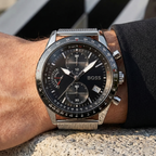 Hugo Boss Pilot Edition 1513886 44mm Men’s Chronograph Watch – Black Dial & Silver Mesh Bracelet