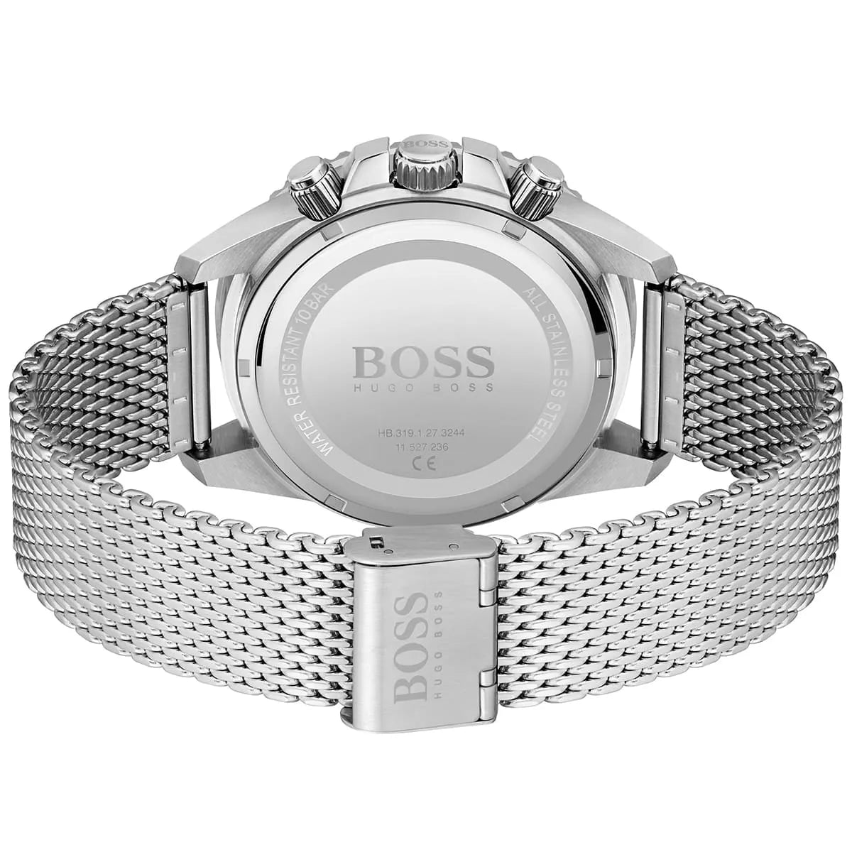 Hugo Boss Admiral 1513904 45mm Men’s Chronograph Watch – Black Dial & Silver-tone Stainless Steel Mesh Bracelet