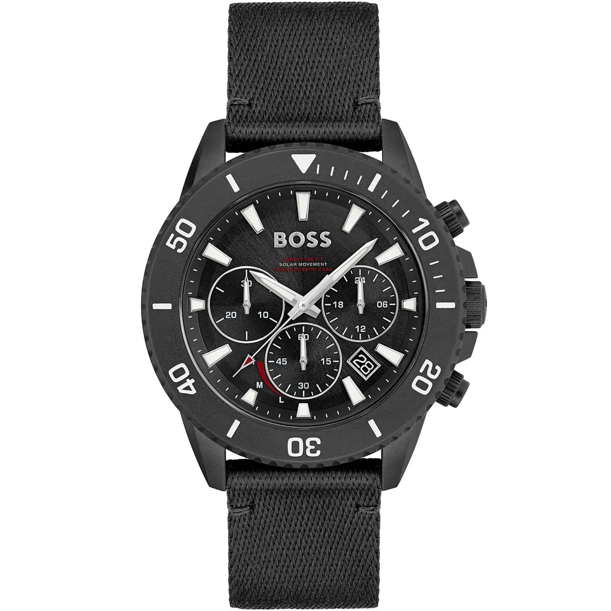 Hugo Boss Admiral 1513918 45mm Men’s Solar Watch – Black Dial & Black Synthetic Fiber Strap