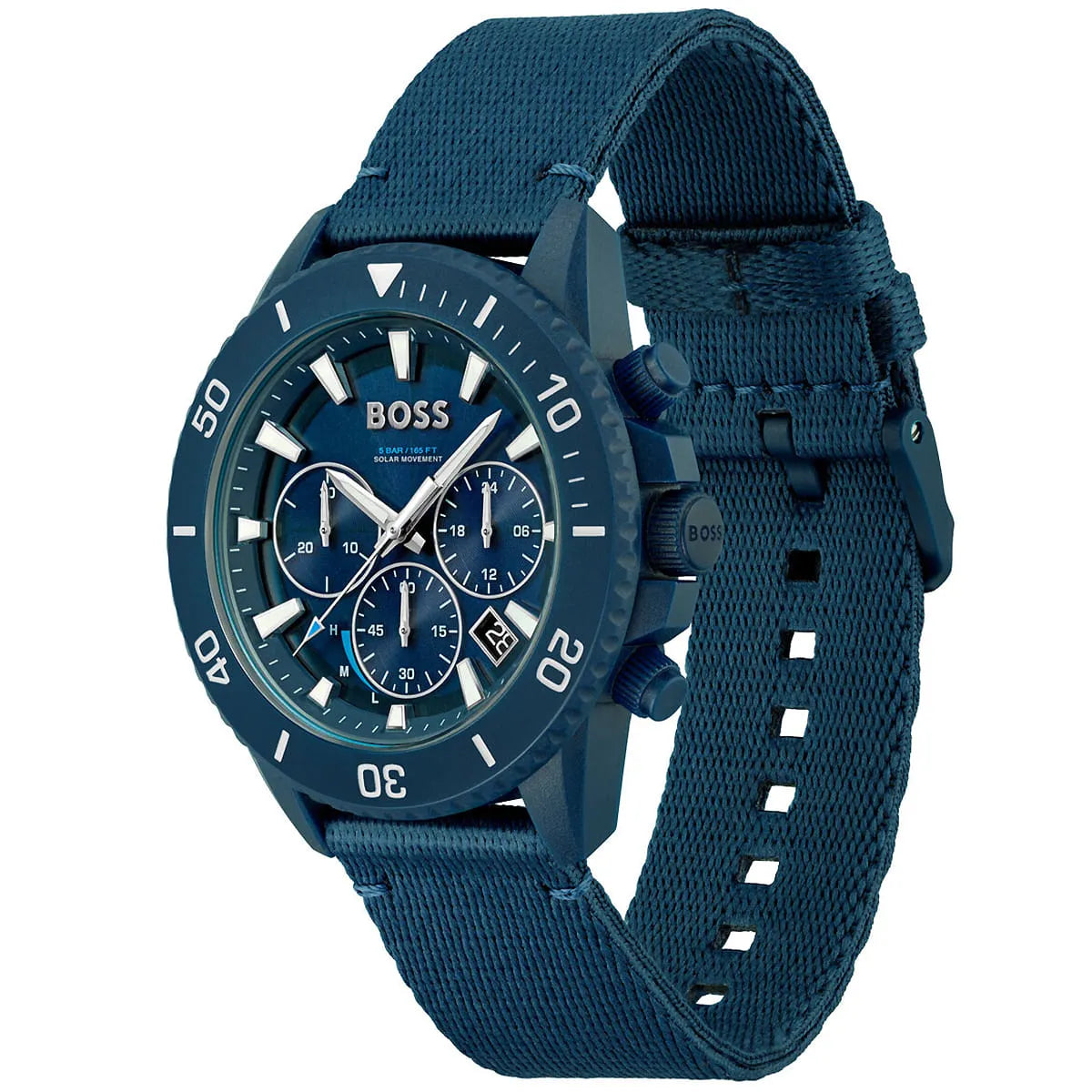 Hugo Boss Admiral 1513919 45mm Men’s Solar Watch – Blue Dial & Blue Synthetic Fiber Strap