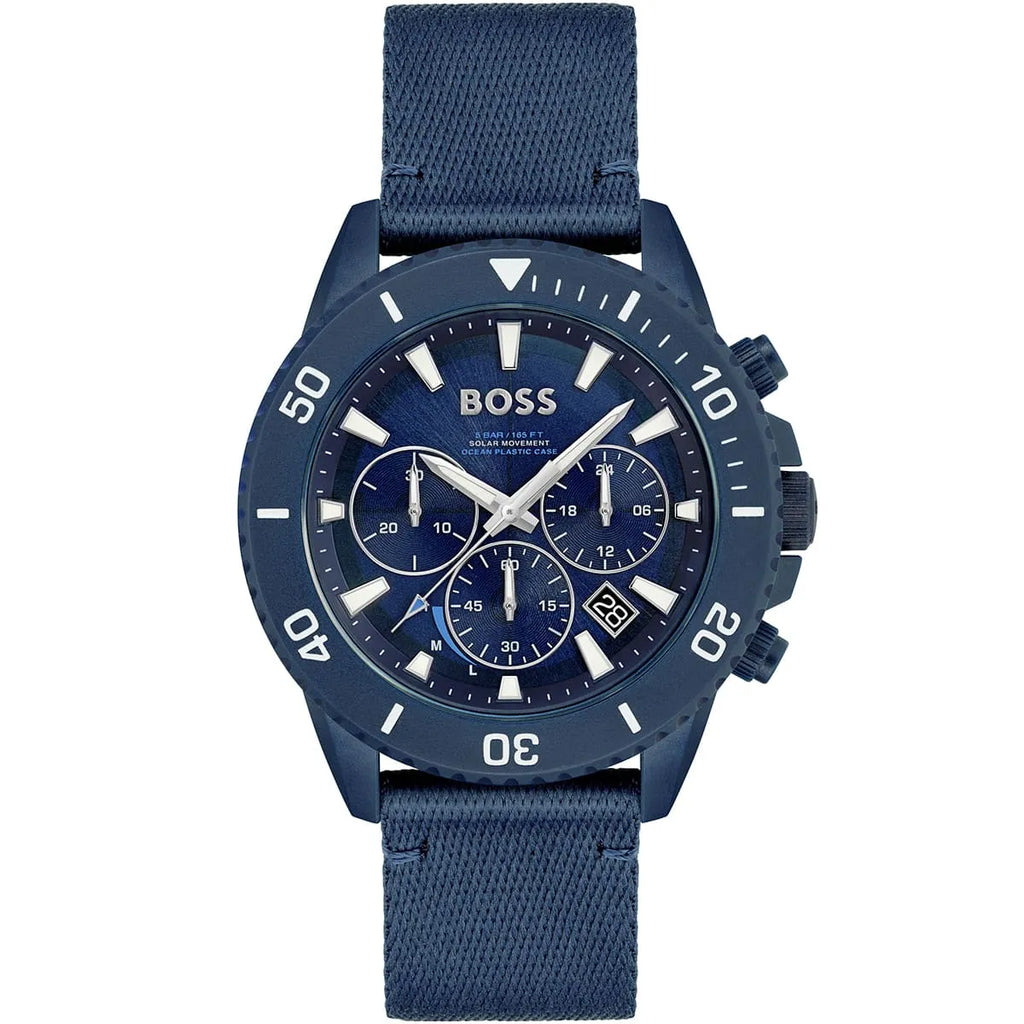 Hugo Boss Admiral 1513919 45mm Men’s Solar Watch – Blue Dial & Blue Synthetic Fiber Strap