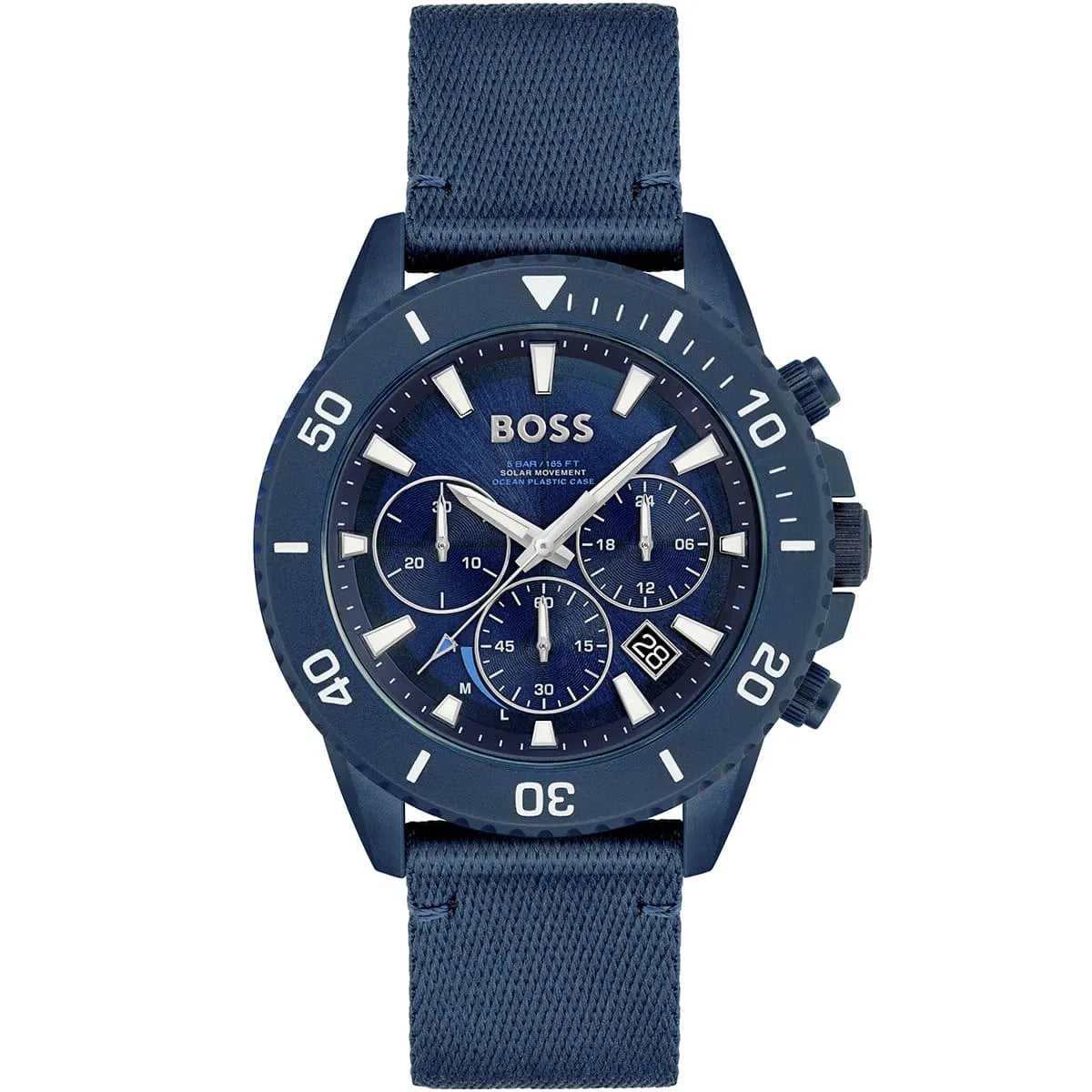 Hugo Boss Admiral 1513919 45mm Men’s Solar Watch – Blue Dial & Blue Synthetic Fiber Strap