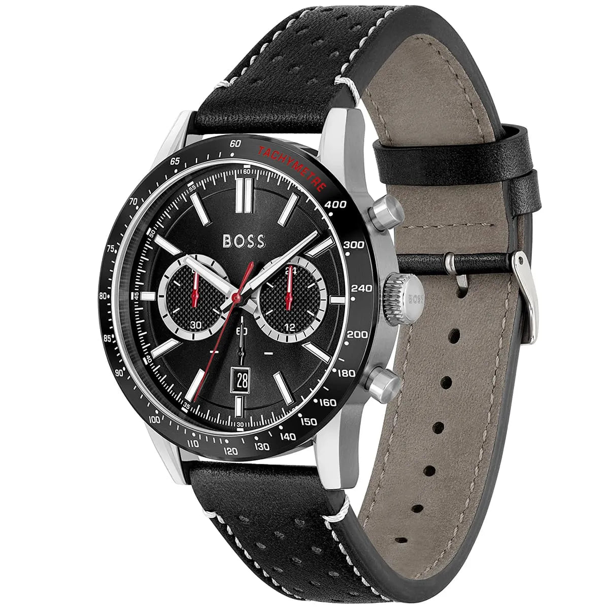 Hugo Boss Allure 1513920 44mm Men’s Chronograph Watch – Black Dial & Genuine Leather Strap
