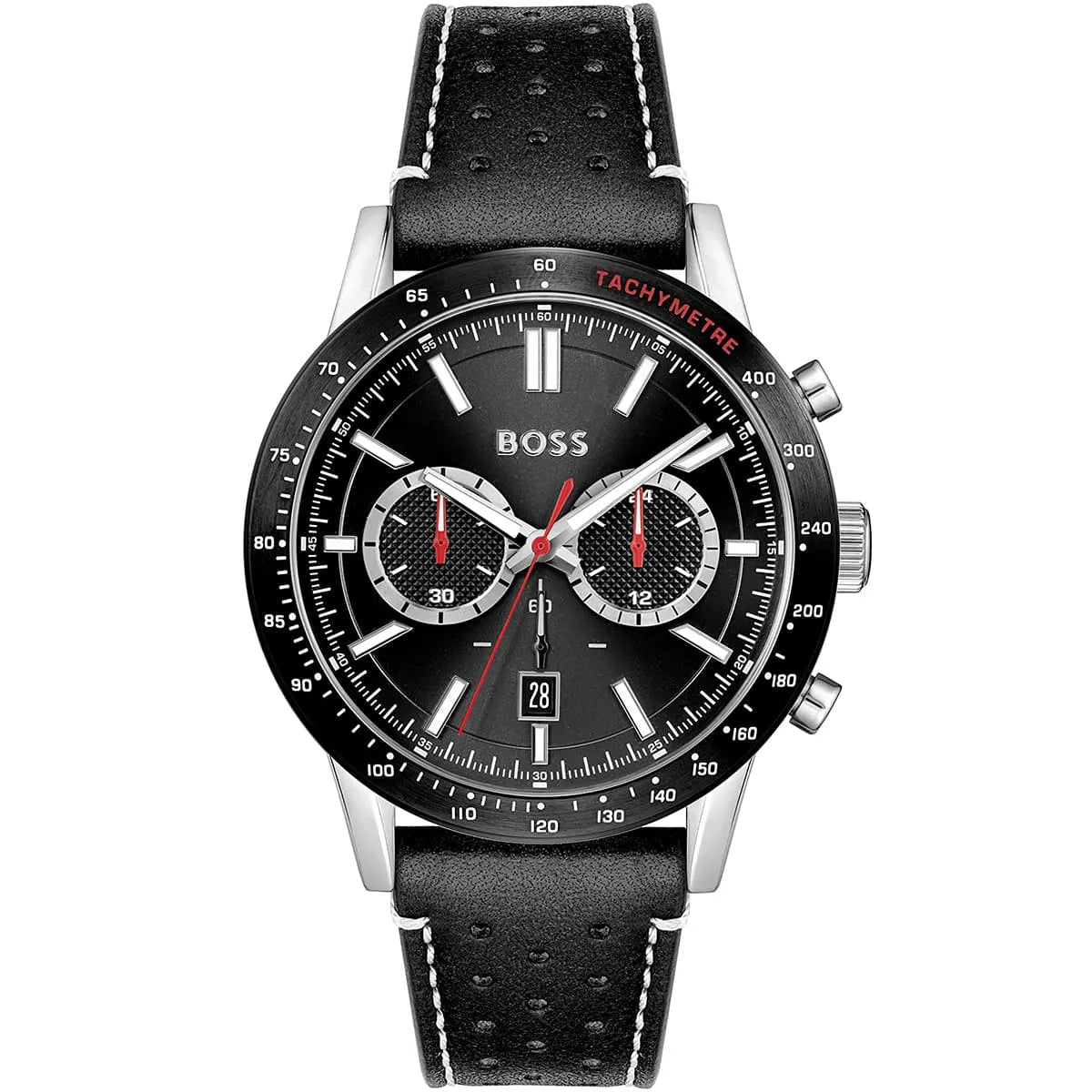 Hugo Boss Allure 1513920 44mm Men’s Chronograph Watch – Black Dial & Genuine Leather Strap
