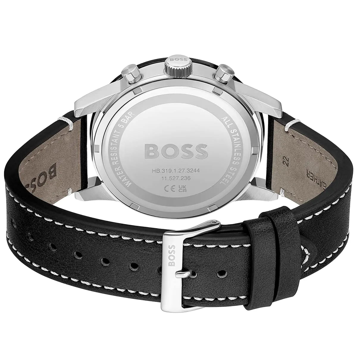 Hugo Boss Allure 1513920 44mm Men’s Chronograph Watch – Black Dial & Genuine Leather Strap