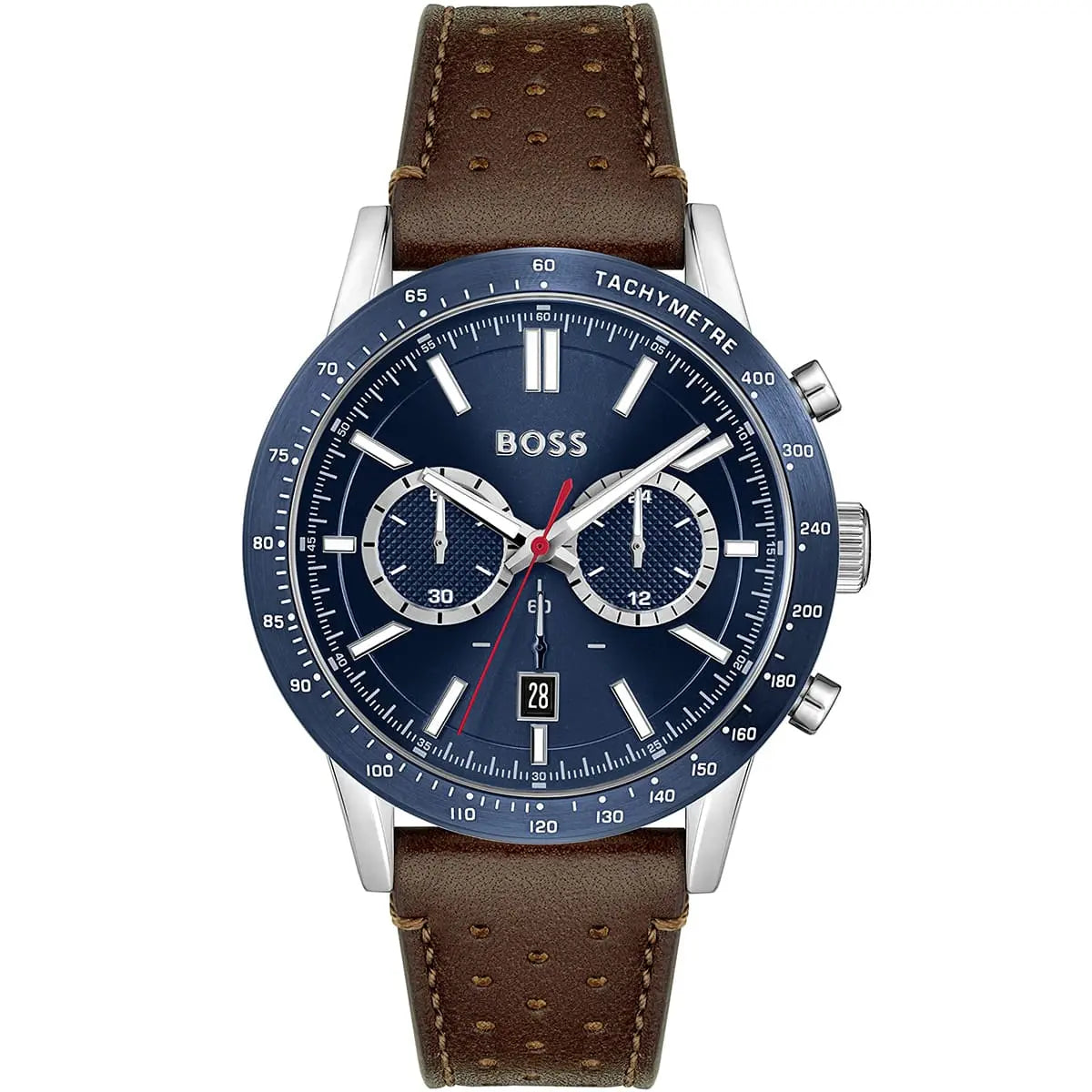 Hugo Boss Allure 1513921 44mm Men’s Chronograph Watch – Blue Dial & Genuine Leather Strap