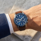 Hugo Boss Allure 1513921 44mm Men’s Chronograph Watch – Blue Dial & Genuine Leather Strap