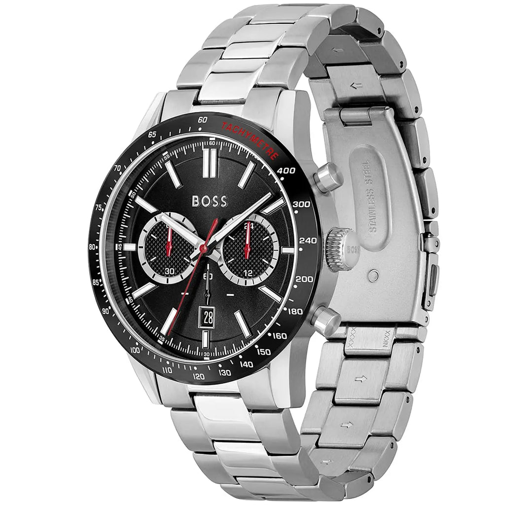 Hugo Boss Allure 1513922 44mm Men’s Chronograph Watch – Black Dial & Silver-tone Stainless Steel Link Bracelet
