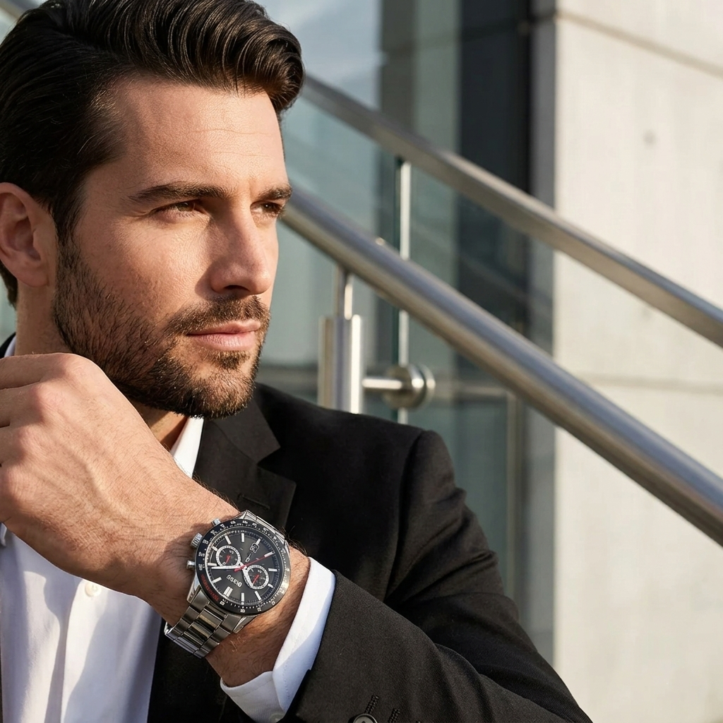 Hugo Boss Allure 1513922 44mm Men’s Chronograph Watch – Black Dial & Silver-tone Stainless Steel Link Bracelet
