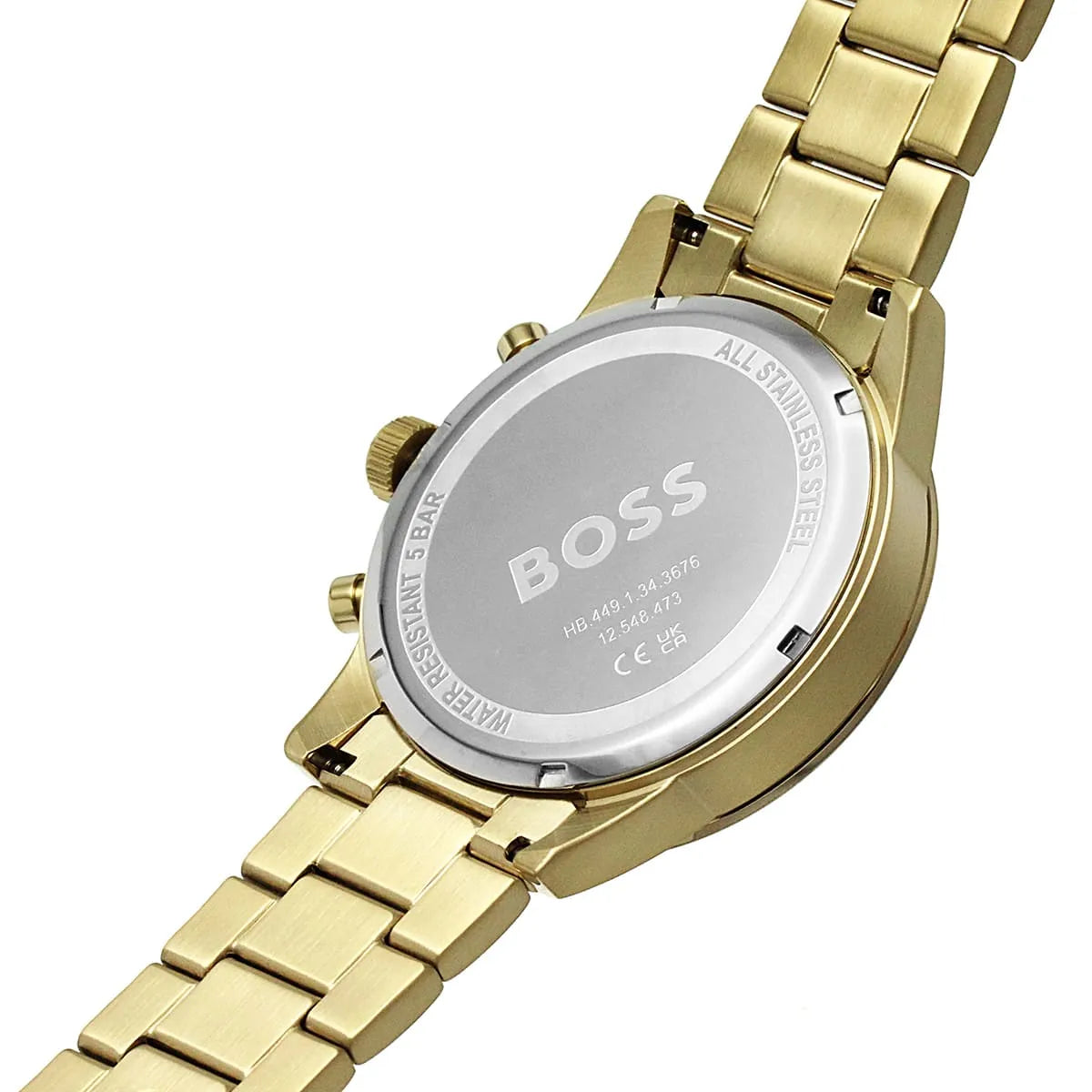 Hugo Boss Allure 1513923 44mm Men’s Chronograph Watch – Green Dial & Gold-tone Stainless Steel Link Bracelet