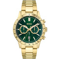 Hugo Boss Allure 1513923 44mm Men’s Chronograph Watch – Green Dial & Gold-tone Stainless Steel Link Bracelet