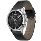 Hugo Boss Dapper 1513925 43mm Men’s Chronograph Watch – Black Dial & Black Genuine Leather Strap