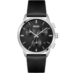 Hugo Boss Dapper 1513925 43mm Men’s Chronograph Watch – Black Dial & Black Genuine Leather Strap