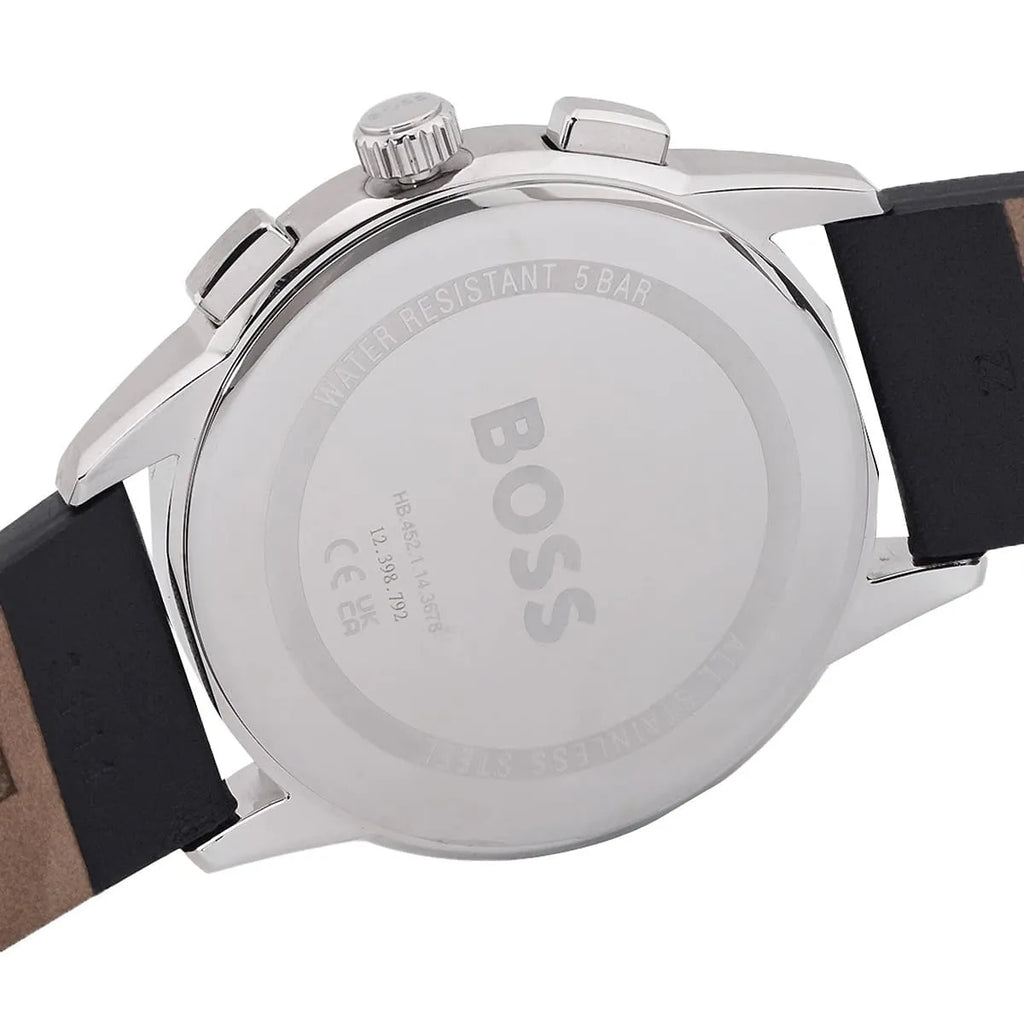 Hugo Boss Dapper 1513925 43mm Men’s Chronograph Watch – Black Dial & Black Genuine Leather Strap