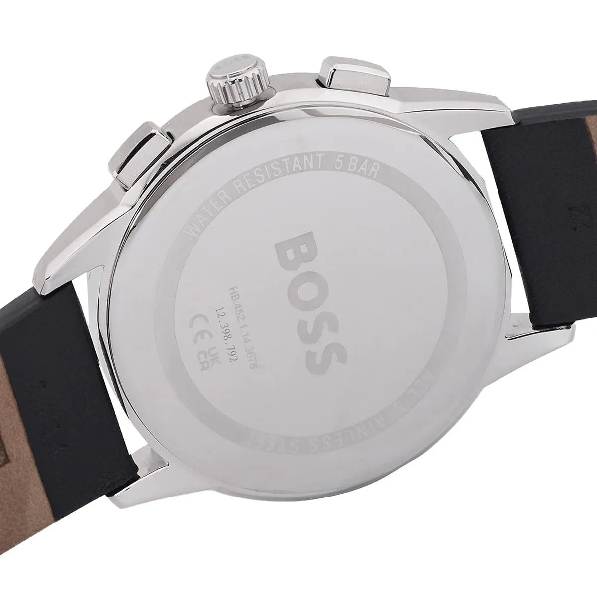 Hugo Boss Dapper 1513925 43mm Men’s Chronograph Watch – Black Dial & Black Genuine Leather Strap