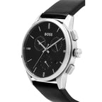 Hugo Boss Dapper 1513925 43mm Men’s Chronograph Watch – Black Dial & Black Genuine Leather Strap