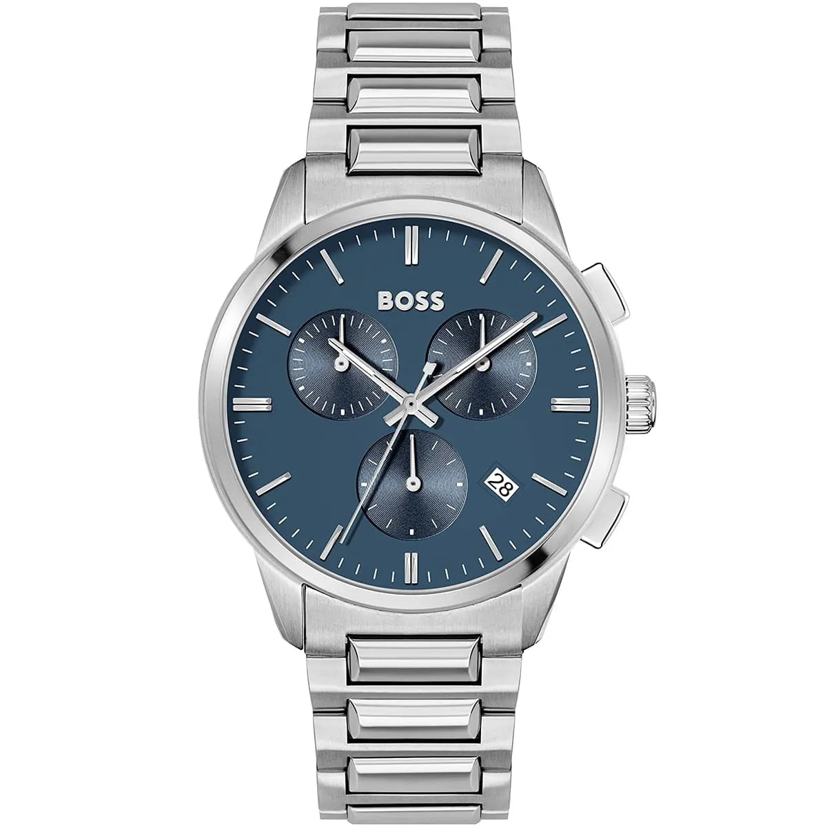 Hugo Boss Dapper 1513927 43mm Men’s Quartz Watch – Blue Dial & Silver-tone Stainless Steel Link Bracelet