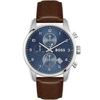 Hugo Boss Skymaster 1513940 44mm Men’s Chronograph Watch – Blue Dial & Brown Genuine Leather Strap
