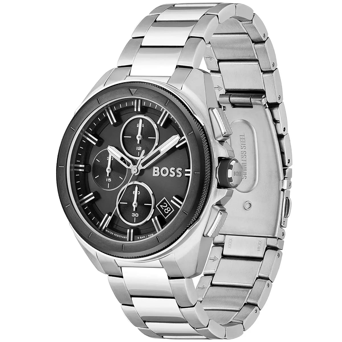 Hugo Boss Volane 1513949 44mm Men’s Chronograph Watch – Black Dial & Silver-tone Stainless Steel Link Bracelet