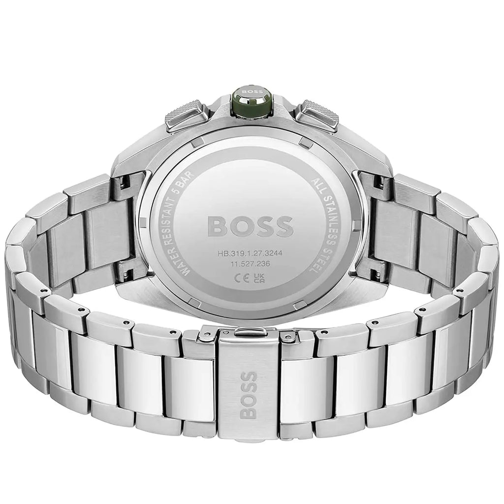 Hugo Boss Volane 1513951 44mm Men’s Chronograph Watch – Olive Green Dial & Silver Bracelet
