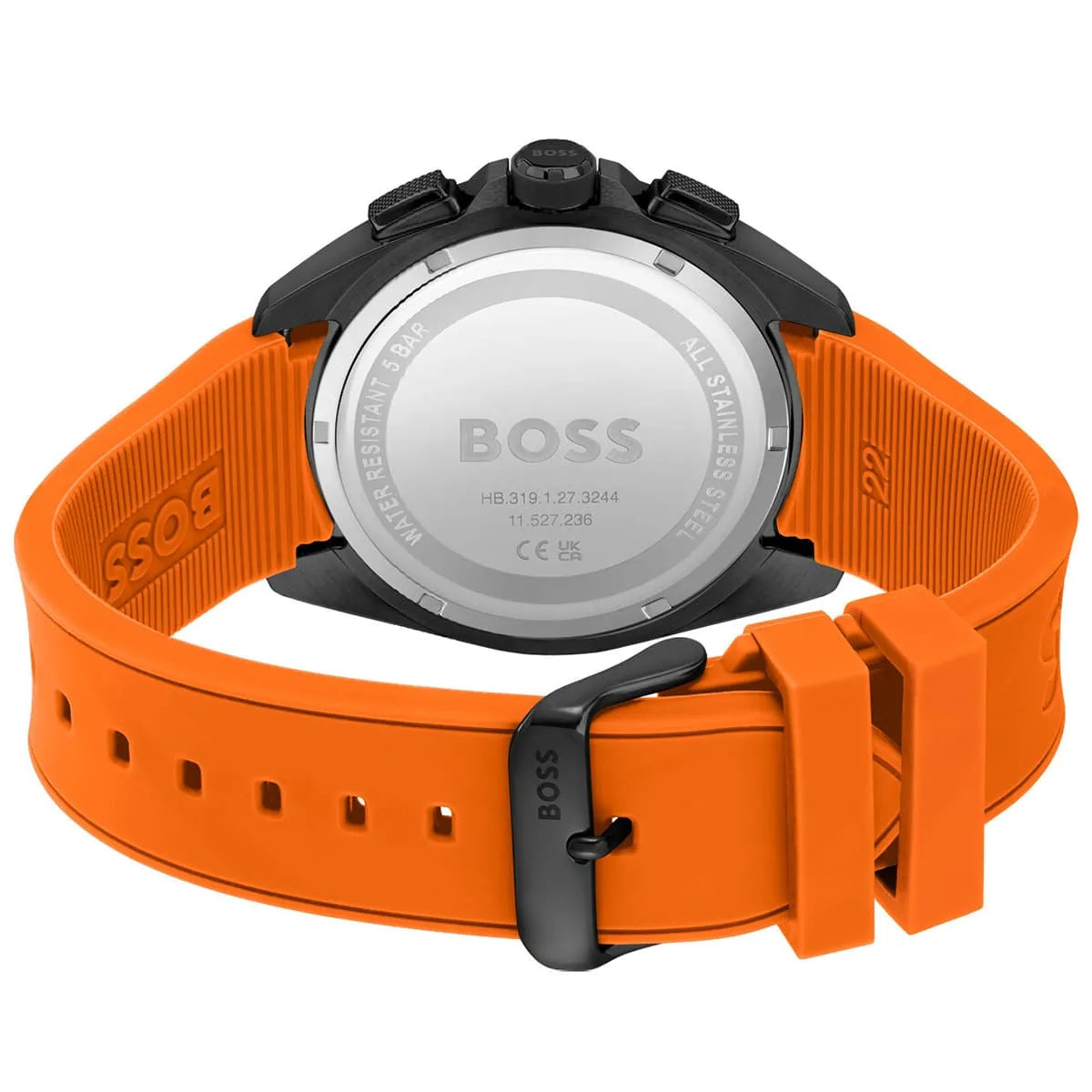 Hugo Boss Volane 1513957 44mm Men’s Chronograph Watch – Black Dial & Orange Rubber Strap