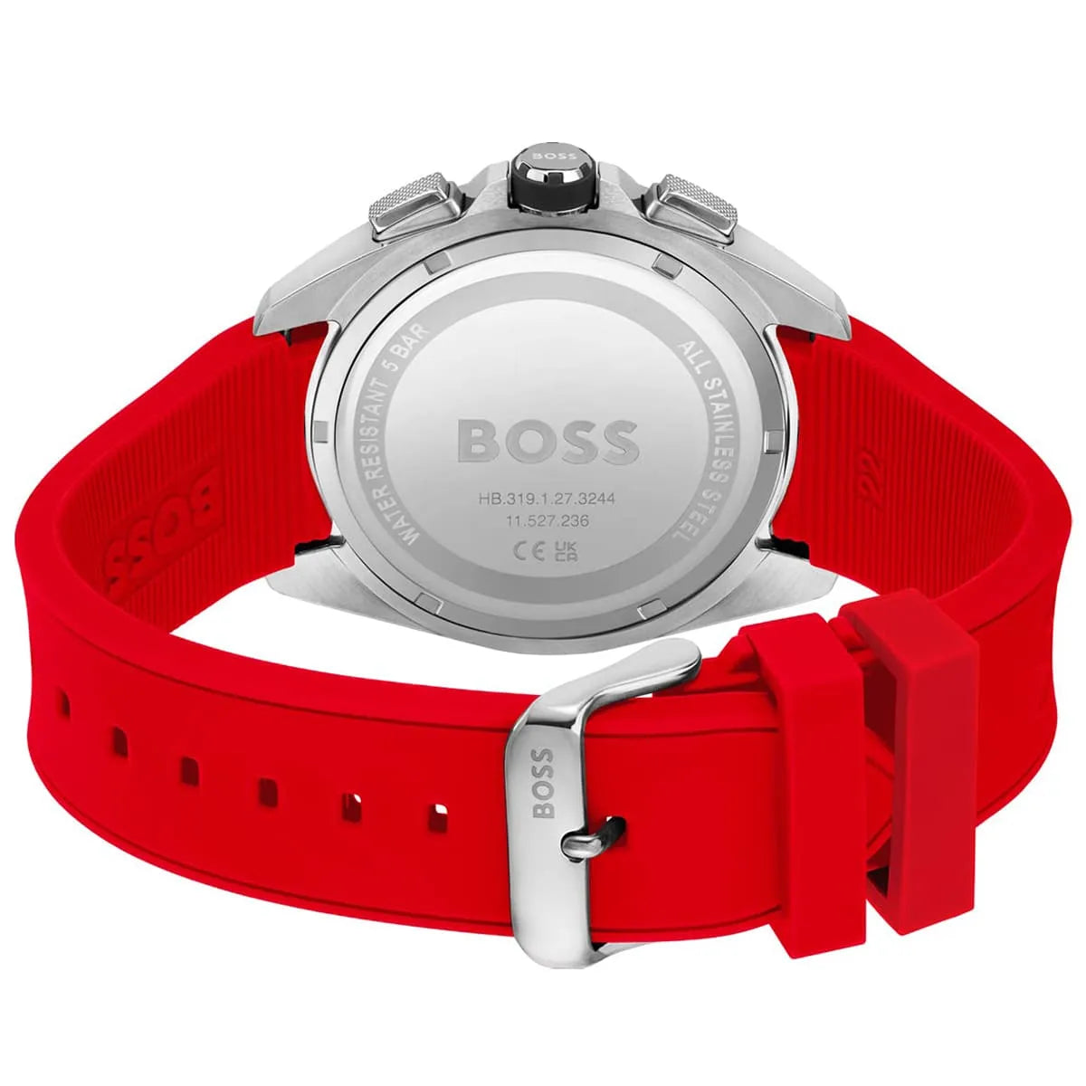 Hugo Boss Volane 1513959 44mm Men’s Chronograph Watch – Black Dial & Red Rubber Strap