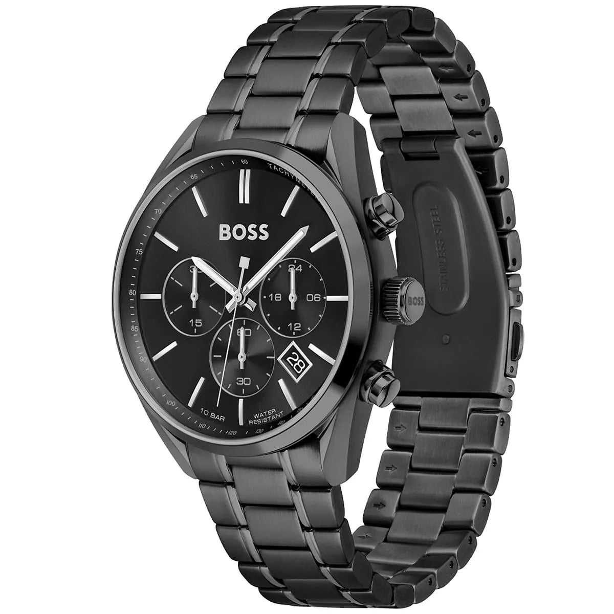 Hugo Boss Champion 1513960 44mm Men’s Chronograph Watch – Black Dial & Black Stainless Steel Link Bracelet