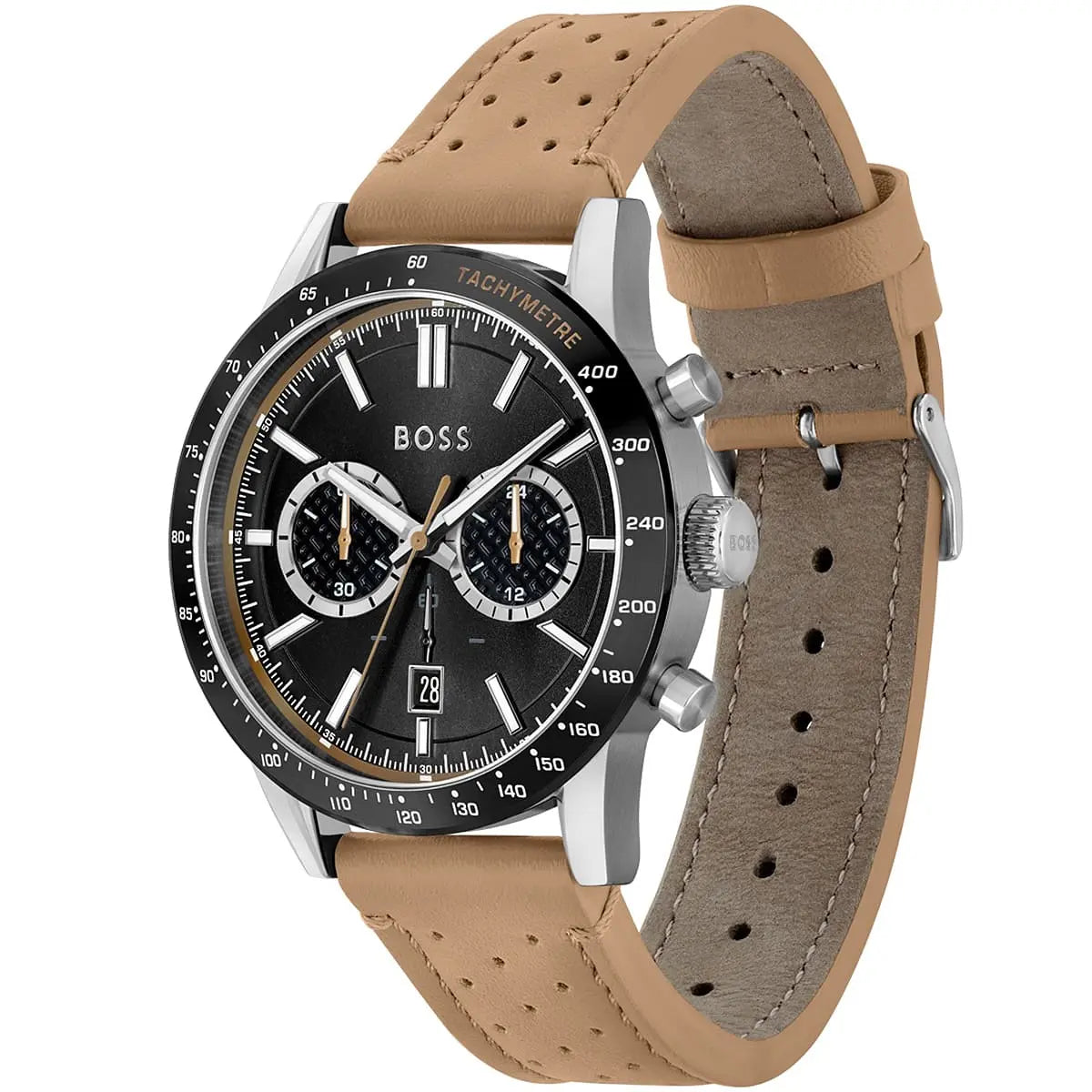 Hugo Boss Allure 1513964 44mm Men’s Chronograph Watch – Black Dial & Genuine Leather Strap