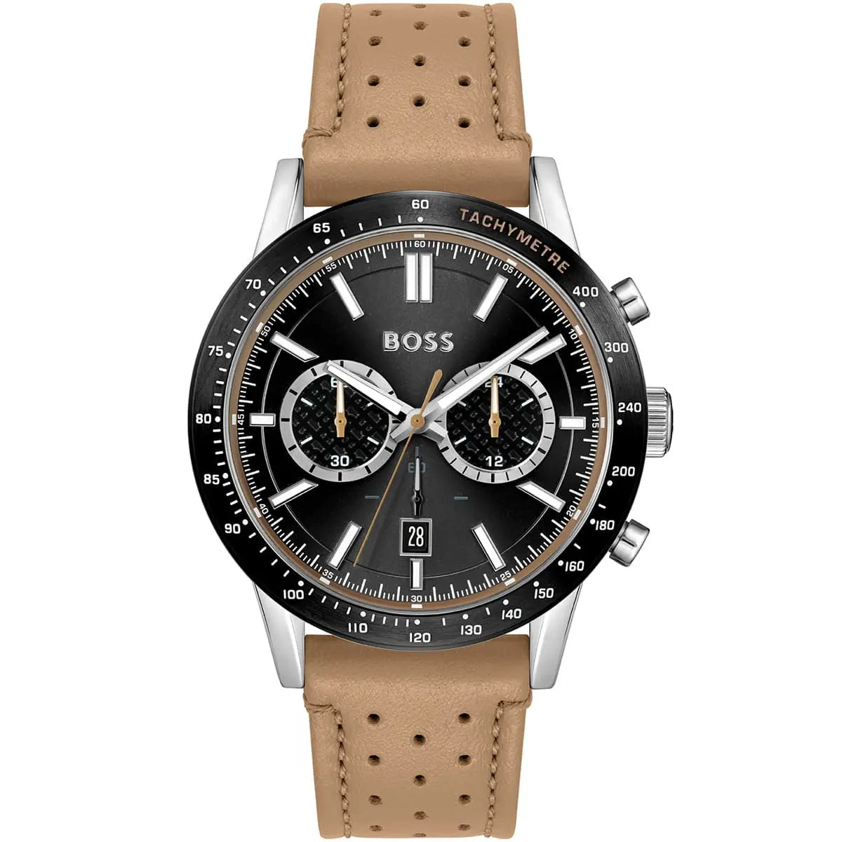 Hugo Boss Allure 1513964 44mm Men’s Chronograph Watch – Black Dial & Genuine Leather Strap