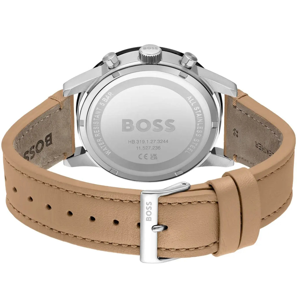 Hugo Boss Allure 1513964 44mm Men’s Chronograph Watch – Black Dial & Genuine Leather Strap
