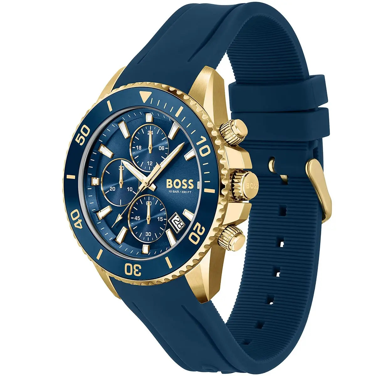 Hugo Boss Admiral 1513965 46mm Men’s Chronograph Watch – Blue Dial & Blue Rubber Strap