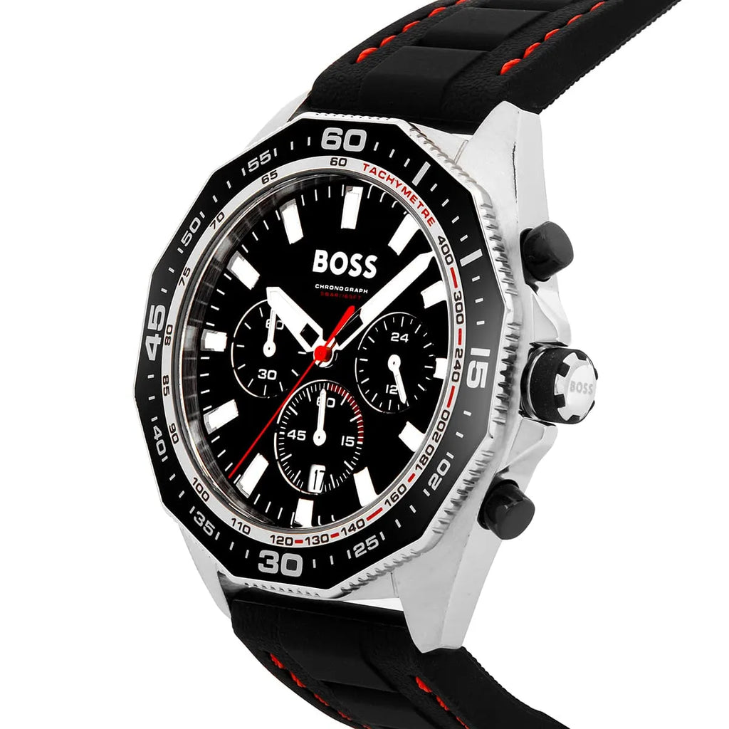Hugo Boss Runner 1513969 44mm Men’s Chronograph Watch – Black Dial & Black Rubber Strap
